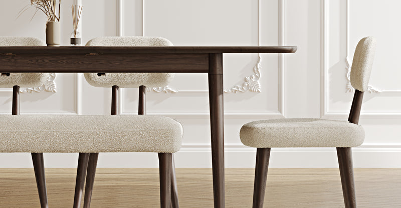 Lyno 97x160 Cm Açılır Yemek Masası Takımı (Bench&4Lü Roa) - Bukle