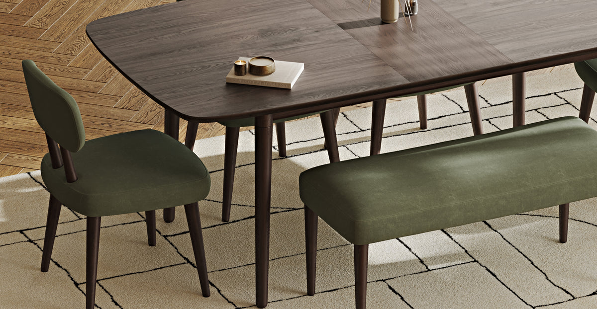 Lyno 97x160 Cm Açılır Yemek Masası Takımı (Bench&4Lü Roa) - Kadife