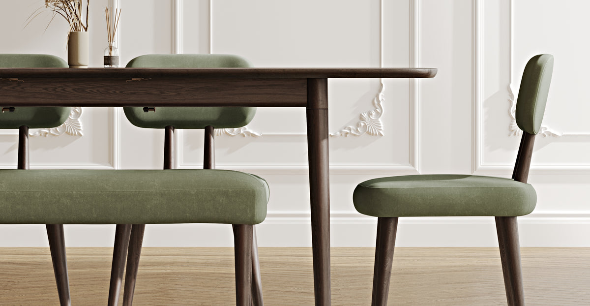 Lyno 97x160 Cm Açılır Yemek Masası Takımı (Bench&4Lü Roa) - Kadife