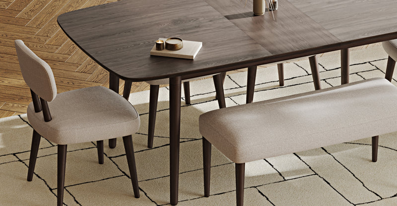Lyno 97x160 Cm Açılır Yemek Masası Takımı (Bench&4Lü Roa) - Keten