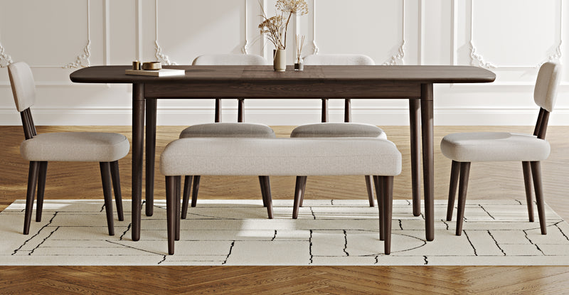 Lyno 97x160 Cm Açılır Yemek Masası Takımı (Bench&4Lü Roa) - Keten