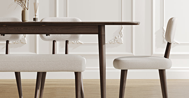 Lyno 97x160 Cm Açılır Yemek Masası Takımı (Bench&4Lü Roa) - Keten