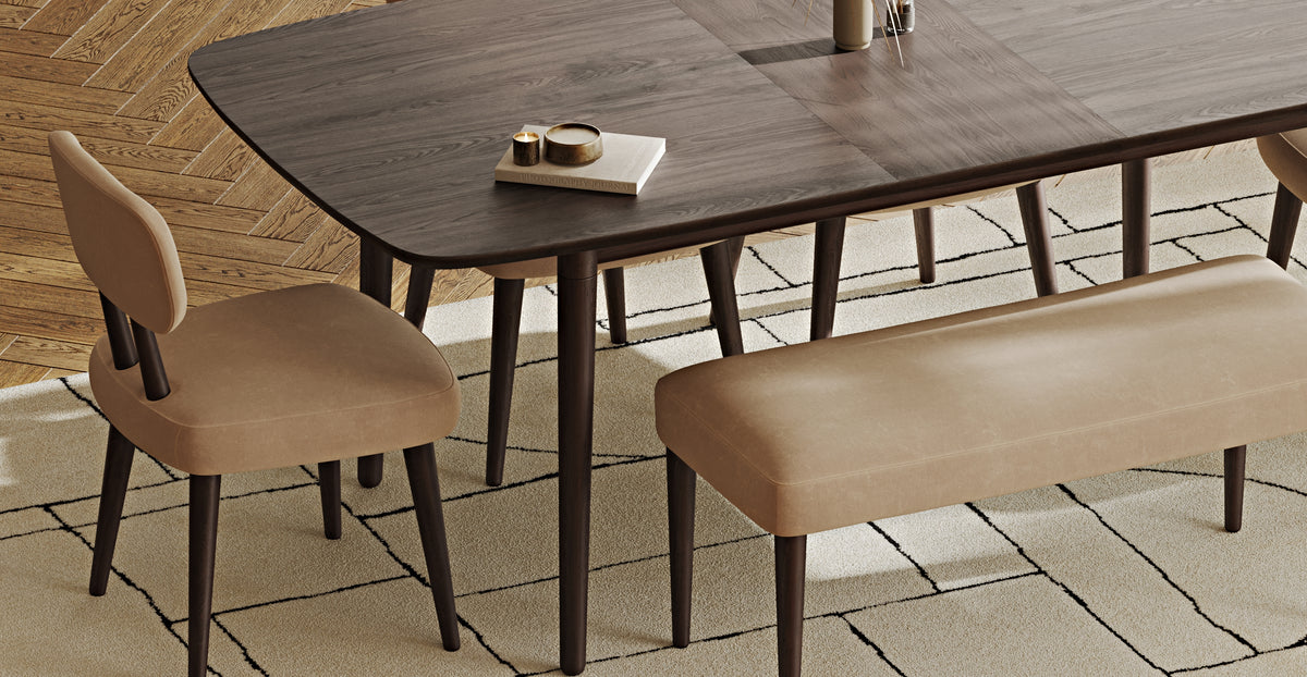 Lyno 97x160 Cm Açılır Yemek Masası Takımı (Bench&4Lü Roa) - Kadife