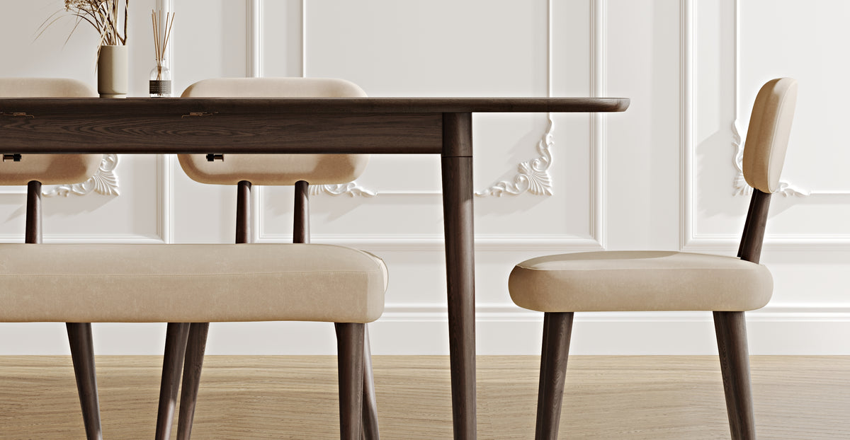 Lyno 97x160 Cm Açılır Yemek Masası Takımı (Bench&4Lü Roa) - Kadife