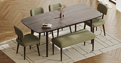 Lyno 97x160 Cm Açılır Yemek Masası Takımı (Bench&4Lü Roa) - Fitilli Kadife