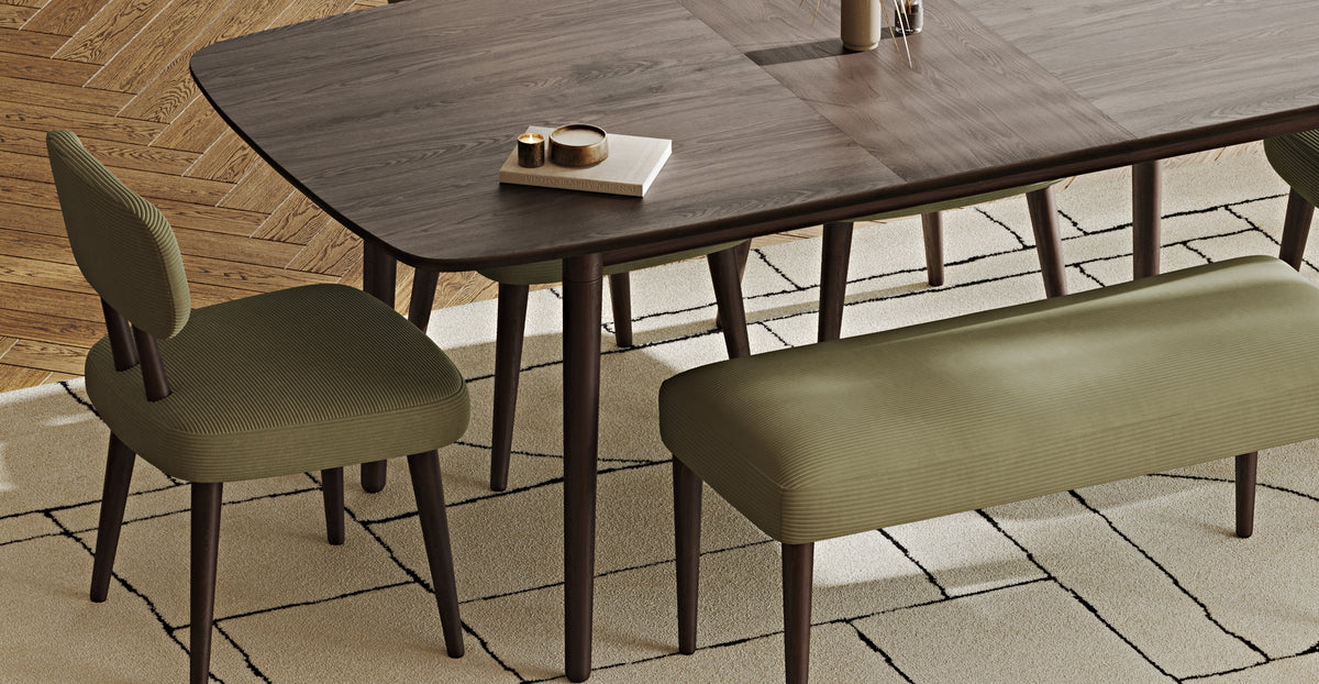 Lyno 97x160 Cm Açılır Yemek Masası Takımı (Bench&4Lü Roa) - Fitilli Kadife