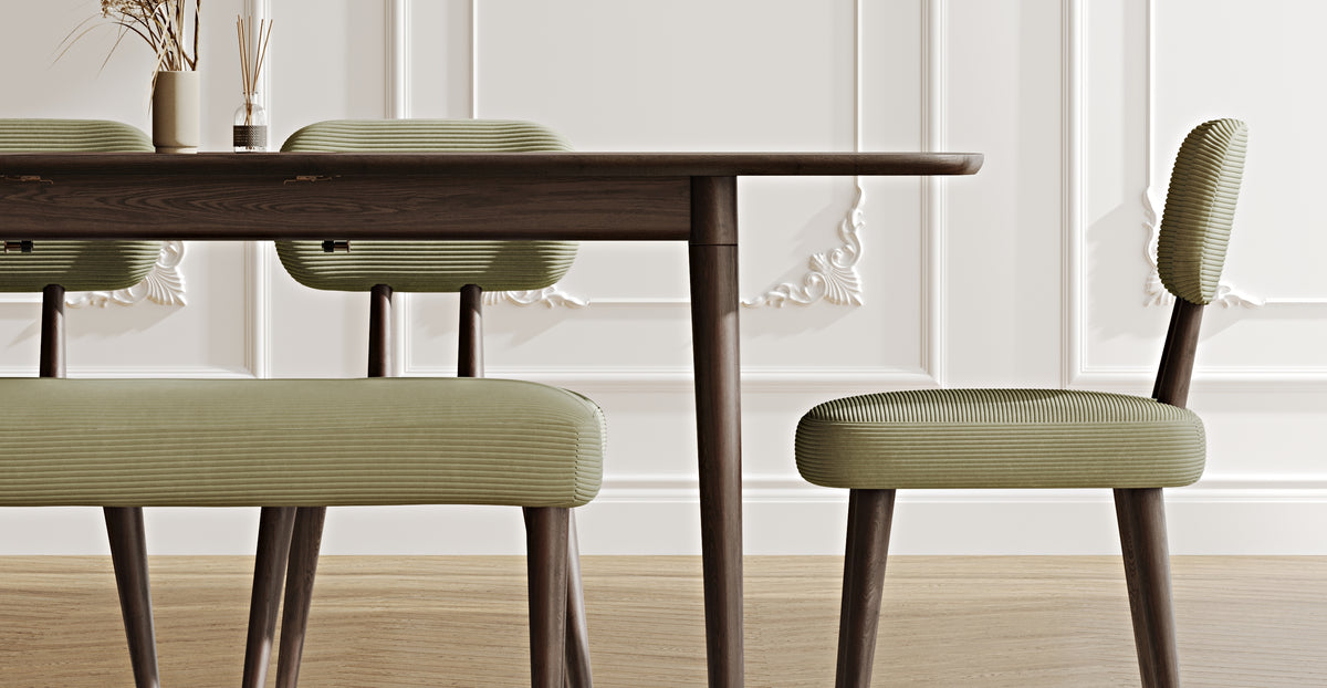 Lyno 97x160 Cm Açılır Yemek Masası Takımı (Bench&4Lü Roa) - Fitilli Kadife