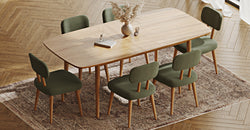 Lyno 97x160 Cm Açılır Yemek Masası Takımı (6Lı Roa) - Kadife