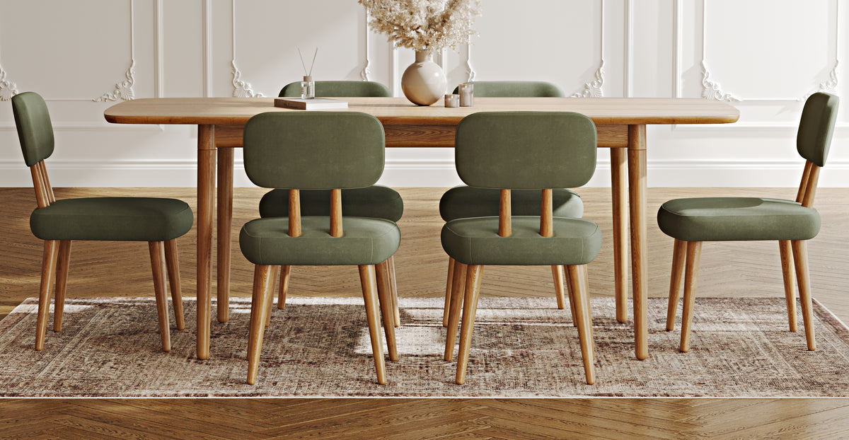 Lyno 97x160 Cm Açılır Yemek Masası Takımı (6Lı Roa) - Kadife