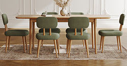 Lyno 97x160 Cm Açılır Yemek Masası Takımı (6Lı Roa) - Kadife