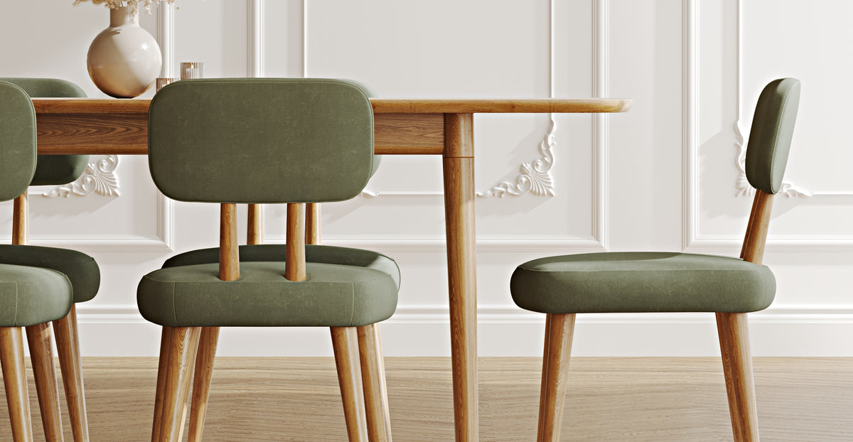 Lyno 97x160 Cm Açılır Yemek Masası Takımı (6Lı Roa) - Kadife