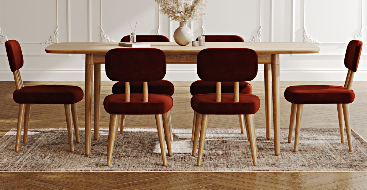 Lyno 97x160 Cm Açılır Yemek Masası Takımı (6Lı Roa) - Kadife