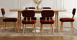 Lyno 97x160 Cm Açılır Yemek Masası Takımı (6Lı Roa) - Kadife