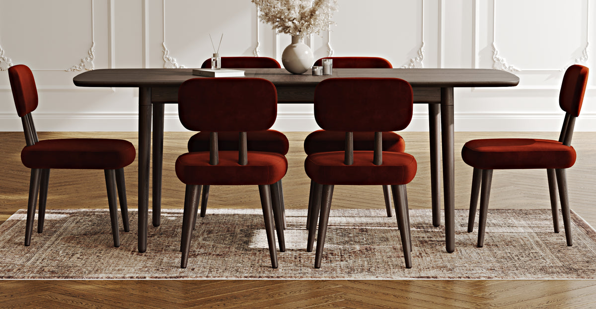 Lyno 97x160 Cm Açılır Yemek Masası Takımı (6Lı Roa) - Kadife