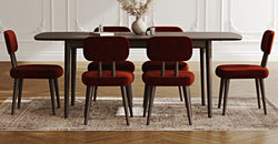 Lyno 97x160 Cm Açılır Yemek Masası Takımı (6Lı Roa) - Kadife