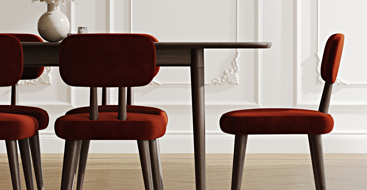 Lyno 97x160 Cm Açılır Yemek Masası Takımı (6Lı Roa) - Kadife