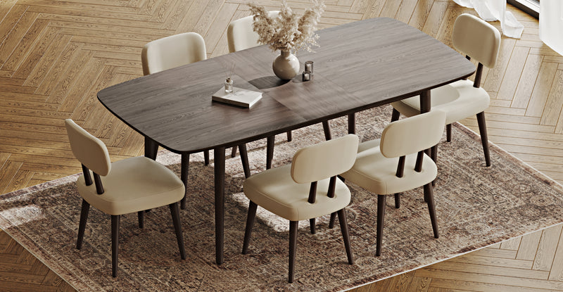 Lyno 97x160 Cm Açılır Yemek Masası Takımı (6Lı Roa) - Performans Kadife