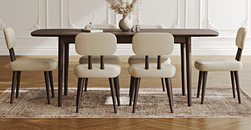 Lyno 97x160 Cm Açılır Yemek Masası Takımı (6Lı Roa) - Performans Kadife