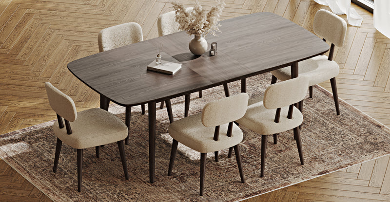 Lyno 97x160 Cm Açılır Yemek Masası Takımı (6Lı Roa) - Bukle