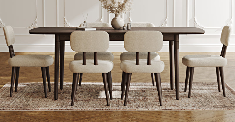 Lyno 97x160 Cm Açılır Yemek Masası Takımı (6Lı Roa) - Bukle