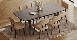 Lyno 97x160 Cm Açılır Yemek Masası Takımı (6Lı Roa) - Kadife