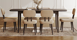 Lyno 97x160 Cm Açılır Yemek Masası Takımı (6Lı Roa) - Kadife