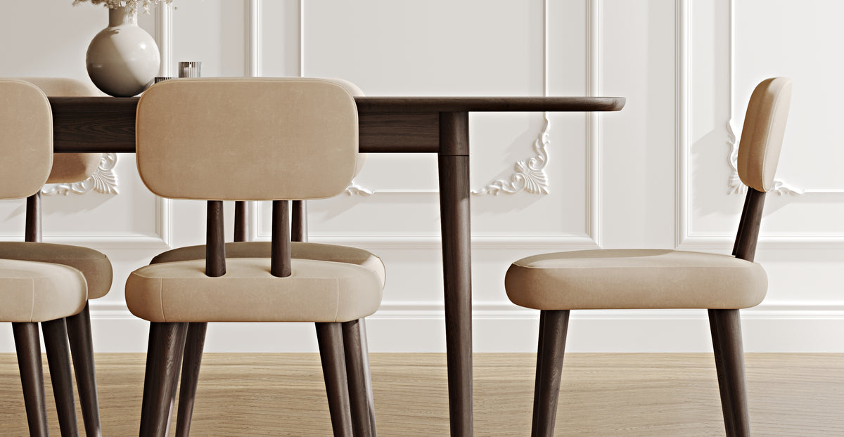 Lyno 97x160 Cm Açılır Yemek Masası Takımı (6Lı Roa) - Kadife