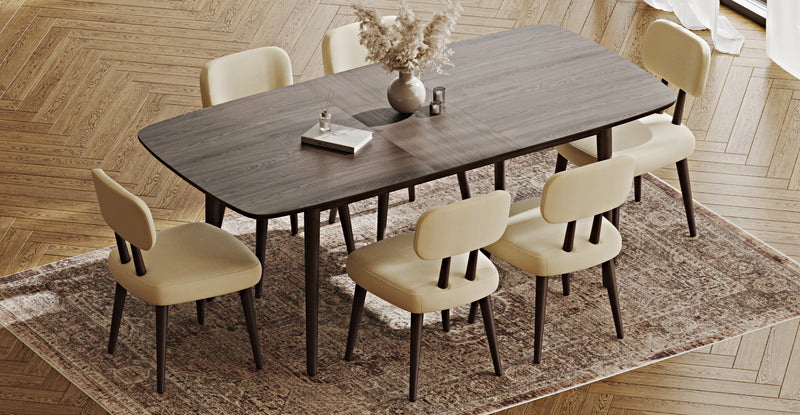 Lyno 97x160 Cm Açılır Yemek Masası Takımı (6Lı Roa) - Doğal Doku