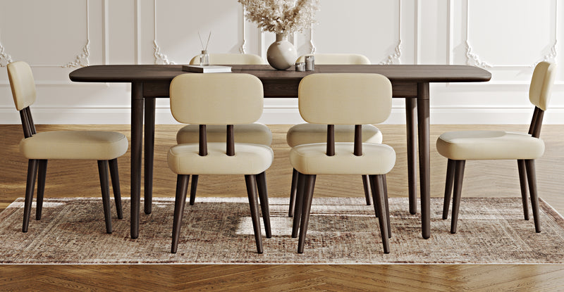 Lyno 97x160 Cm Açılır Yemek Masası Takımı (6Lı Roa) - Doğal Doku