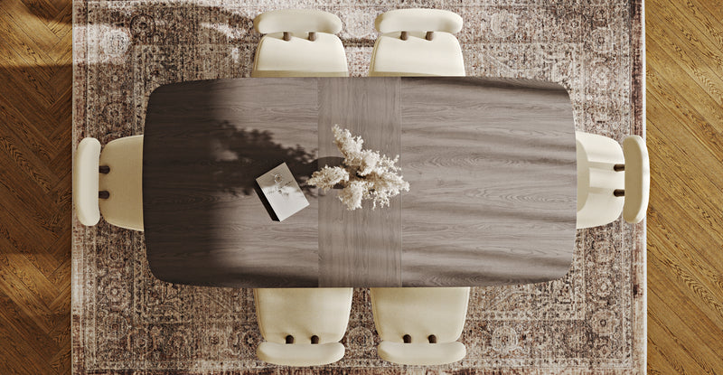 Lyno 97x160 Cm Açılır Yemek Masası Takımı (6Lı Roa) - Doğal Doku