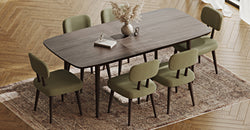 Lyno 97x160 Cm Açılır Yemek Masası Takımı (6Lı Roa) - Fitilli Kadife