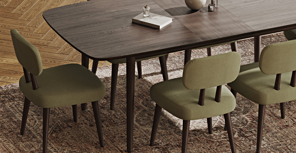 Lyno 97x160 Cm Açılır Yemek Masası Takımı (6Lı Roa) - Fitilli Kadife