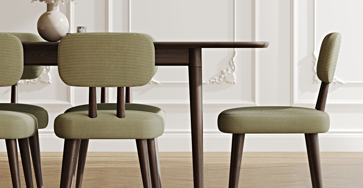 Lyno 97x160 Cm Açılır Yemek Masası Takımı (6Lı Roa) - Fitilli Kadife