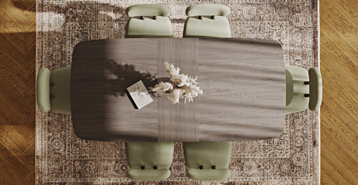 Lyno 97x160 Cm Açılır Yemek Masası Takımı (6Lı Roa) - Fitilli Kadife