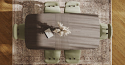 Lyno 97x160 Cm Açılır Yemek Masası Takımı (6Lı Roa) - Fitilli Kadife