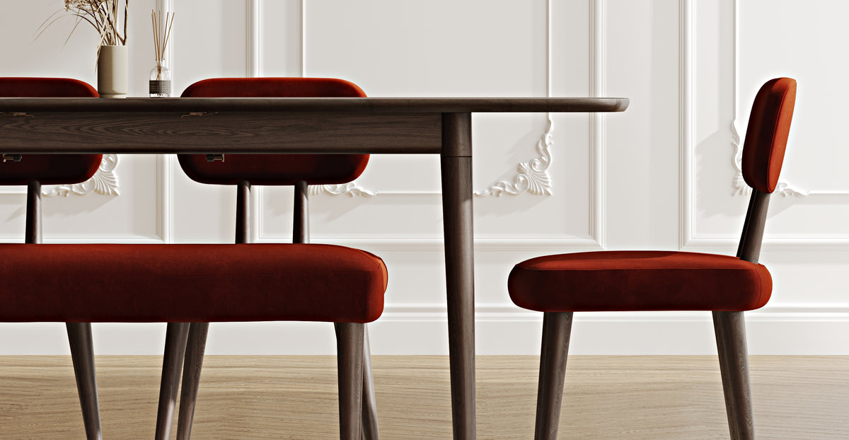 Lyno 97x160 Cm Açılır Yemek Masası Takımı (Bench&4Lü Roa) - Kadife