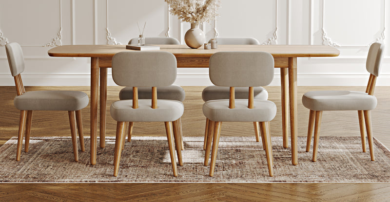 Lyno 97x160 Cm Açılır Yemek Masası Takımı (6Lı Roa) - Performans Keten
