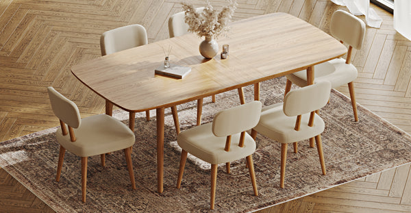 Lyno 97x160 Cm Açılır Yemek Masası Takımı (6Lı Roa) - Performans Kadife