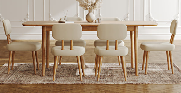 Lyno 97x160 Cm Açılır Yemek Masası Takımı (6Lı Roa) - Performans Kadife