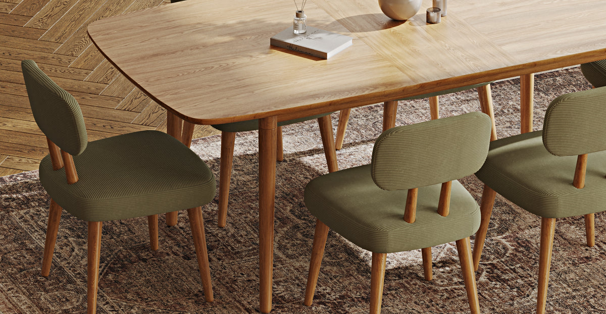 Lyno 97x160 Cm Açılır Yemek Masası Takımı (6Lı Roa) - Fitilli Kadife