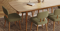 Lyno 97x160 Cm Açılır Yemek Masası Takımı (6Lı Roa) - Fitilli Kadife