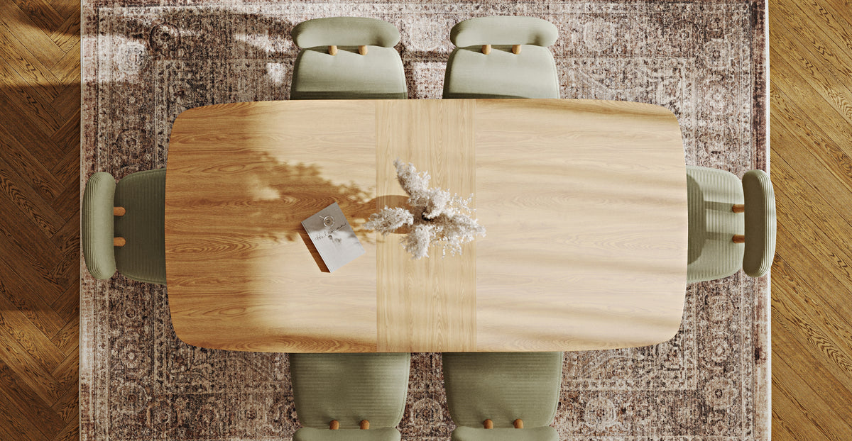 Lyno 97x160 Cm Açılır Yemek Masası Takımı (6Lı Roa) - Fitilli Kadife