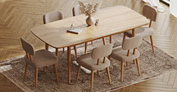 Lyno 97x160 Cm Açılır Yemek Masası Takımı (6Lı Roa) - Kadife