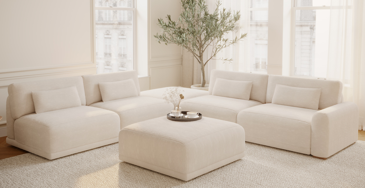 Carle Kemik L Köşe Koltuk Takımı - Fitilli Kadife