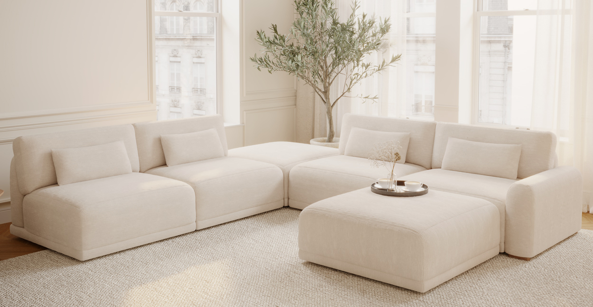 Carle Kemik L Köşe Koltuk Takımı - Fitilli Kadife