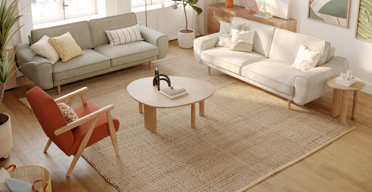 Klem Fildişi Sisli Yeşil 3-3-1 Koltuk Takımı - Doğal Doku & Fitilli Kadife