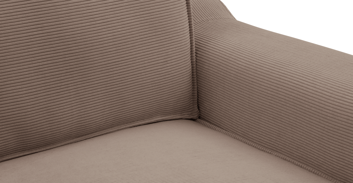 Klem Köşe & Puf ve Fildişi Berjer Koltuk Takımı - Fitilli Kadife & Doğal Doku