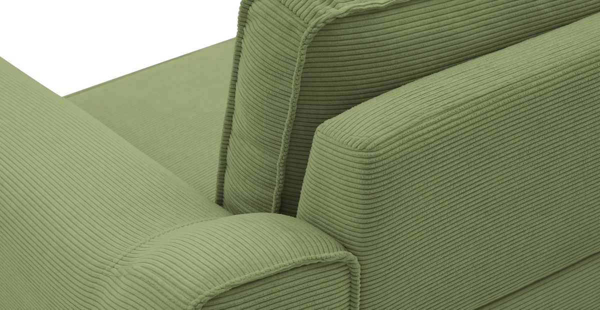 Klem Fildişi Üçlü ve Sisli Yeşil İkili Koltuk Takımı - Doğal Doku & Fitilli Kadife