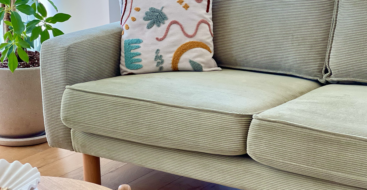 Klem Vanilya Üçlü ve Sisli Yeşil İkili Koltuk Takımı - Kadife & Fitilli Kadife