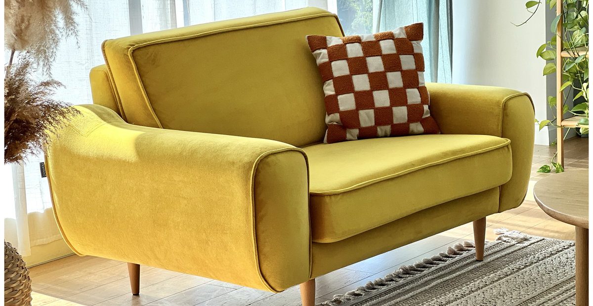 Klem Gri İkili ve Hardal Loveseat Koltuk Takımı - Kadife